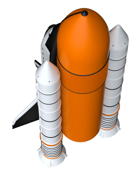 Space shuttle scene. Perspective view isolated on  background. 3d rendering - illustration png