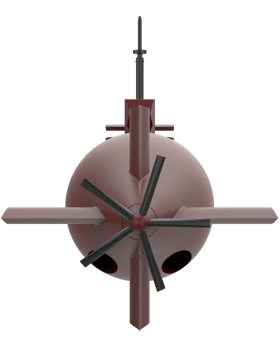 Submarine with label isolated on background. Ideal for large publications or printing. 3d rendering - illustration png