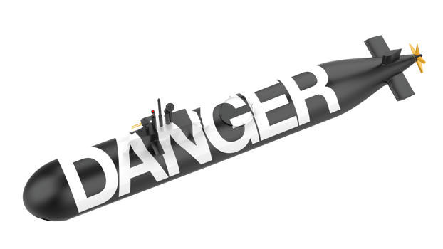 Submarine with label isolated on background. Ideal for large publications or printing. 3d rendering - illustration png