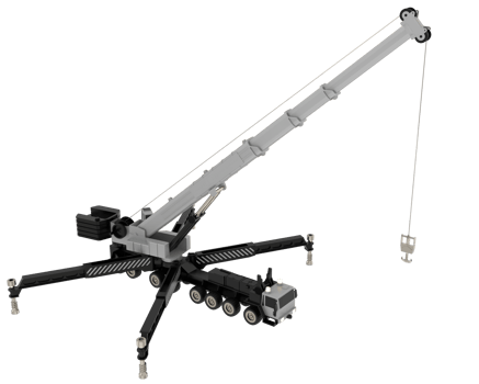 Mobile crane isolated on background. 3d rendering - illustration png