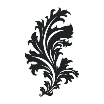 Acanthus Vector black silhouette, Decorative Ornament element silhouette.