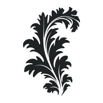 Acanthus Vector black silhouette, Decorative Ornament element silhouette.