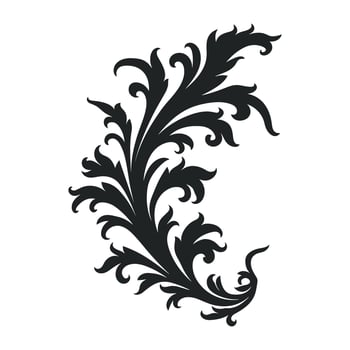 Acanthus Vector black silhouette, Decorative Ornament element silhouette.