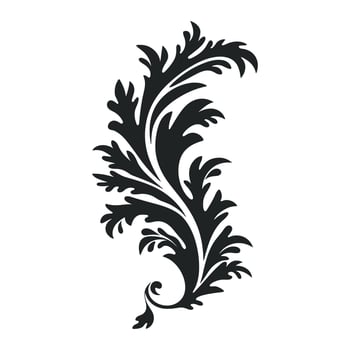 Acanthus Vector black silhouette, Decorative Ornament element silhouette.