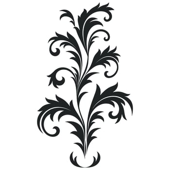 Acanthus Vector black silhouette, Decorative Ornament element silhouette.