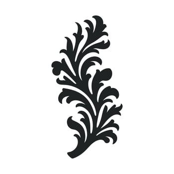 Acanthus Vector black silhouette, Decorative Ornament element silhouette.