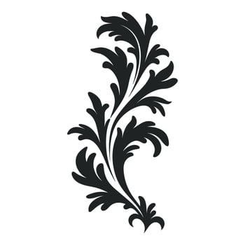 Acanthus Vector black silhouette, Decorative Ornament element silhouette.