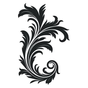 Acanthus Vector black silhouette, Decorative Ornament element silhouette.