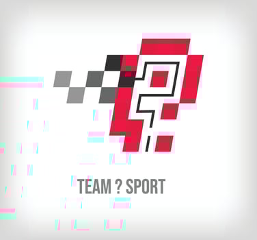 Creative question mark racing and sports logo. Modern pixel with new culture colors. Font alphabet template. Creative contest geometric. vector
