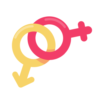 Male and female symbols intertwined. Valentine's Day couple concept png