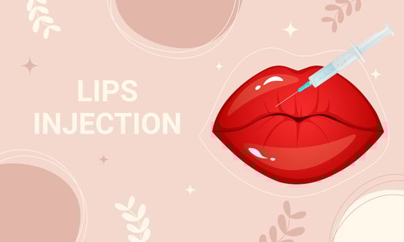 Beauty treatment lips injection banner concept vector