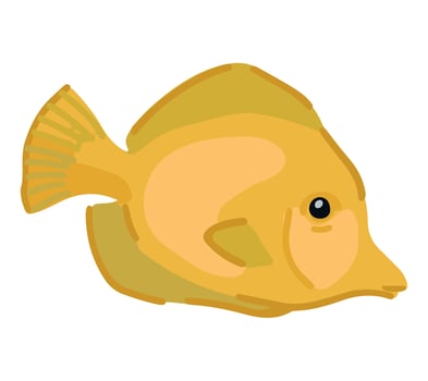 Exotic fish clipart. Single doodle of underwater tropical fauna isolated on white. Colored vector illustration in cartoon style.
