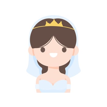 Cartoon bride wearing a white dress at the wedding ceremony vector