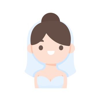 Cartoon bride wearing a white dress at the wedding ceremony vector