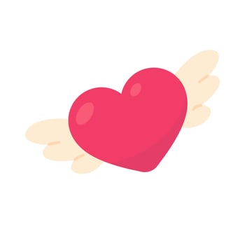 Heart with wings. Red heart flies on Valentine's Day. vector