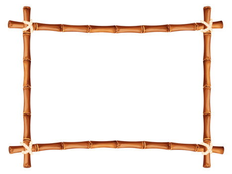 Bamboo frame from sticks and rope in cartoon style, border isolated on white background. Tribal panel, game menu. Vector illustration png