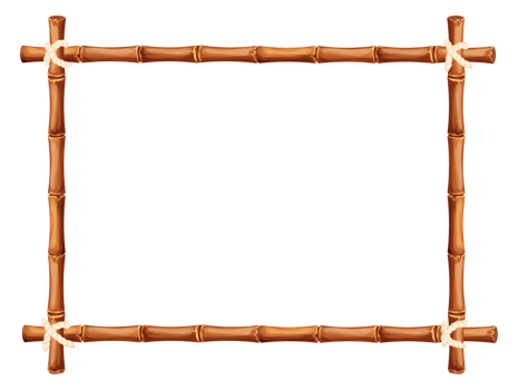 Bamboo frame from sticks and rope in cartoon style, border isolated on white background. Tribal panel, game menu. Vector illustration png