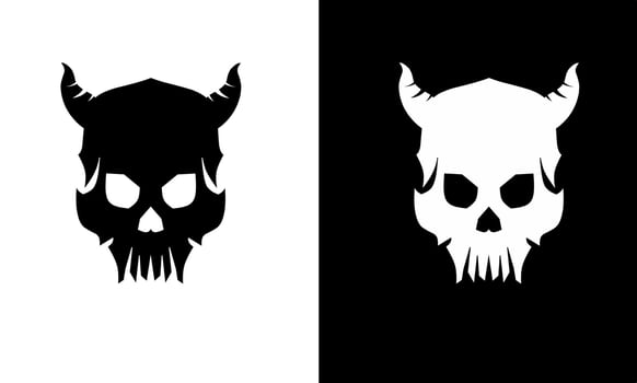 illustration vector graphics of design symbol logo horned devil skull head
