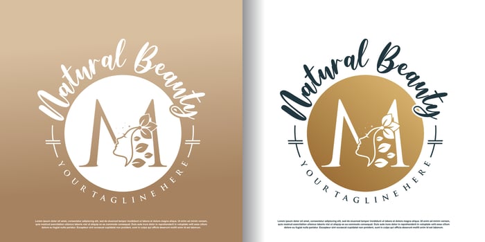 Nature beauty logo template with letter m concept Premium Vector