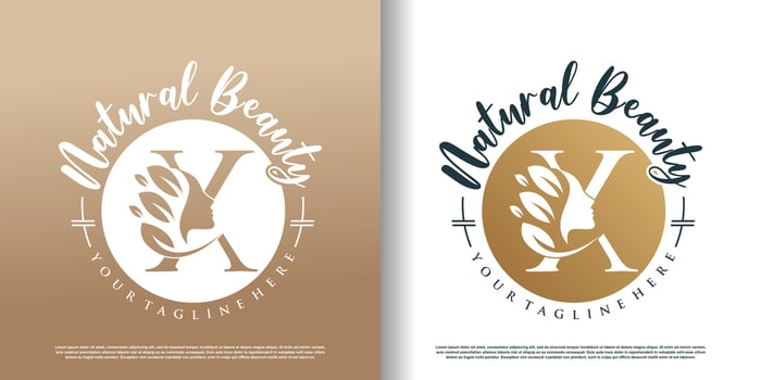 Nature beauty logo template with letter x concept Premium Vector