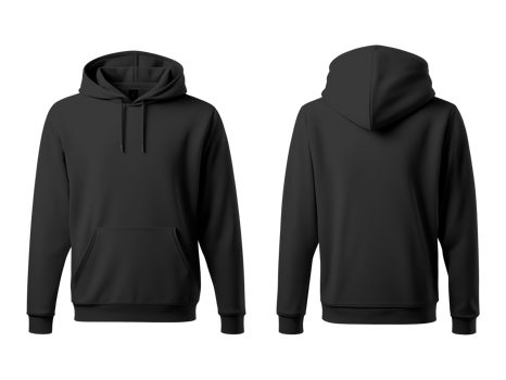 AI generated Blank Black Hoodie Front and Back View Mockup Isolated on Transparent Background png