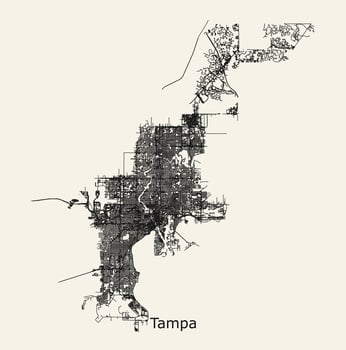 vector road map of Tampa Florida USA