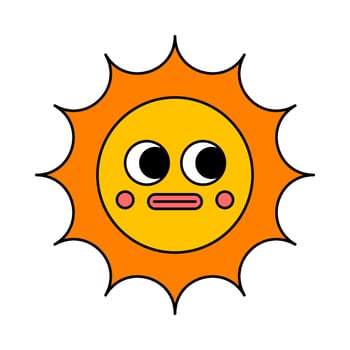 Retro style sun cartoon flat illustration vector
