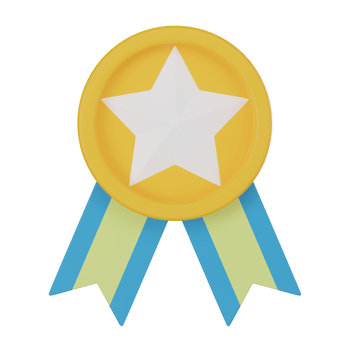 Triumphant 3D Icons, Star Badge, Achievement Medal, Approved Rank Symbol. 3D render png