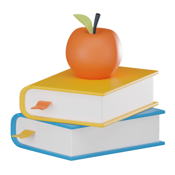 Education Concept with Books and Apple Icon. 3D Render png