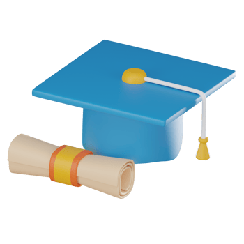 Virtual Graduation Success, Graduation Cap and Diploma Icon. 3D Render png