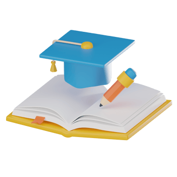Graduation Success Book with Cap, Academic Achievement. 3D render png