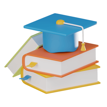 Graduation Success Book with Cap, Academic Achievement. 3D render png
