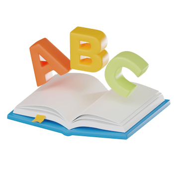 ABC on Open Book 3D Icon of  for Education and Learning. 3D render png