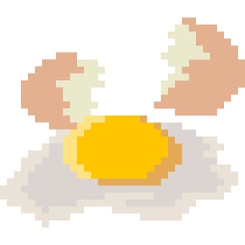 cracked eggs cartoon icon in pixel style vector