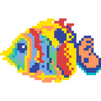 Fish cartoon icon in pixel style vector