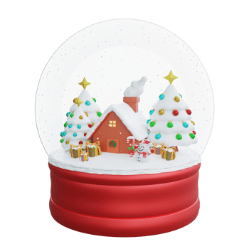 3D illustration of Christmas Snow Globe Scene. Christmas decoration design png