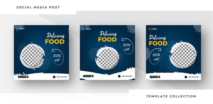 Delicious Food banner social media post template design. Suitable for Social Media Post Restaurant menu banner social media post. Pro Vector