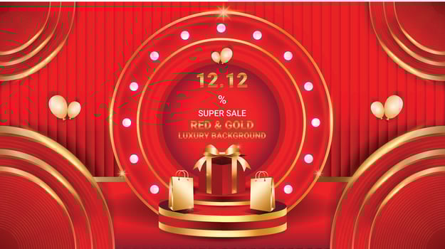 BACKGROUND LUXURY SALE RED AND GOLD ABSTRACT PODIUM FLYER BANNER SOCIAL MEDIA TEMPLATE 2 vector