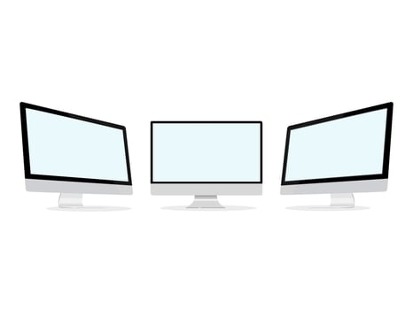 vector Three computer monitor with white display on white background