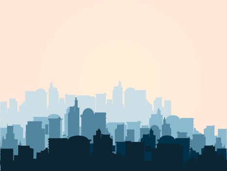Silhouette of the city.Modern landscape banner city view in flat style Vector