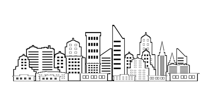 City Building Line art vector design illustration on white background