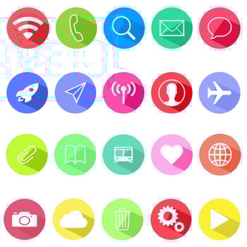 color circular communication icons isolated on white background .vector communication buttons vector