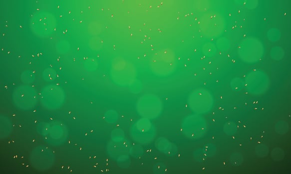 Vector gold confetti and green bokeh background