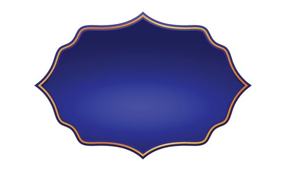 Vector labels with 3d decorative blue golden frame