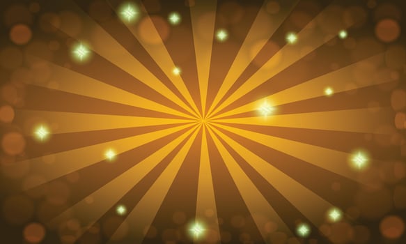 Vector yellow sunburst with stars background design