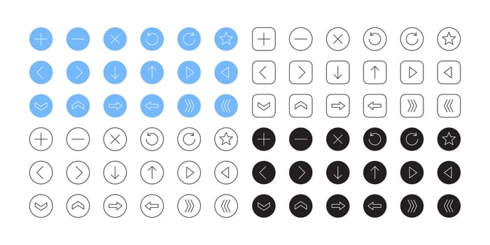 Arrows icons set. Scroll arrows. Swipe signs. Modern arrow icons. Vector scalable graphics