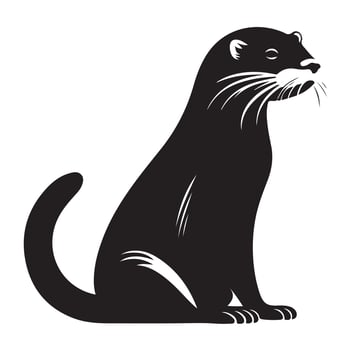 A black Silhouette otter animal vactor vector