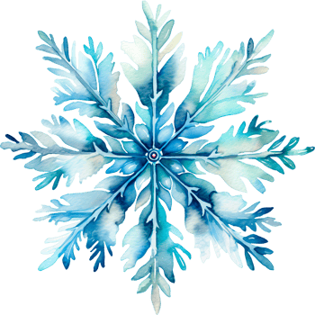 AI generated Christmas watercolor snowflake illustration with unique pattern png
