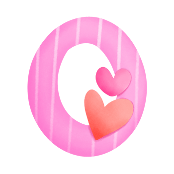 Set of illustrations alphabet A-Z and numbers 0-9, Pink Valentine's Day theme with cute hearts. png