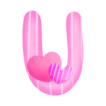 Set of illustrations alphabet A-Z and numbers 0-9, Pink Valentine's Day theme with cute hearts. png